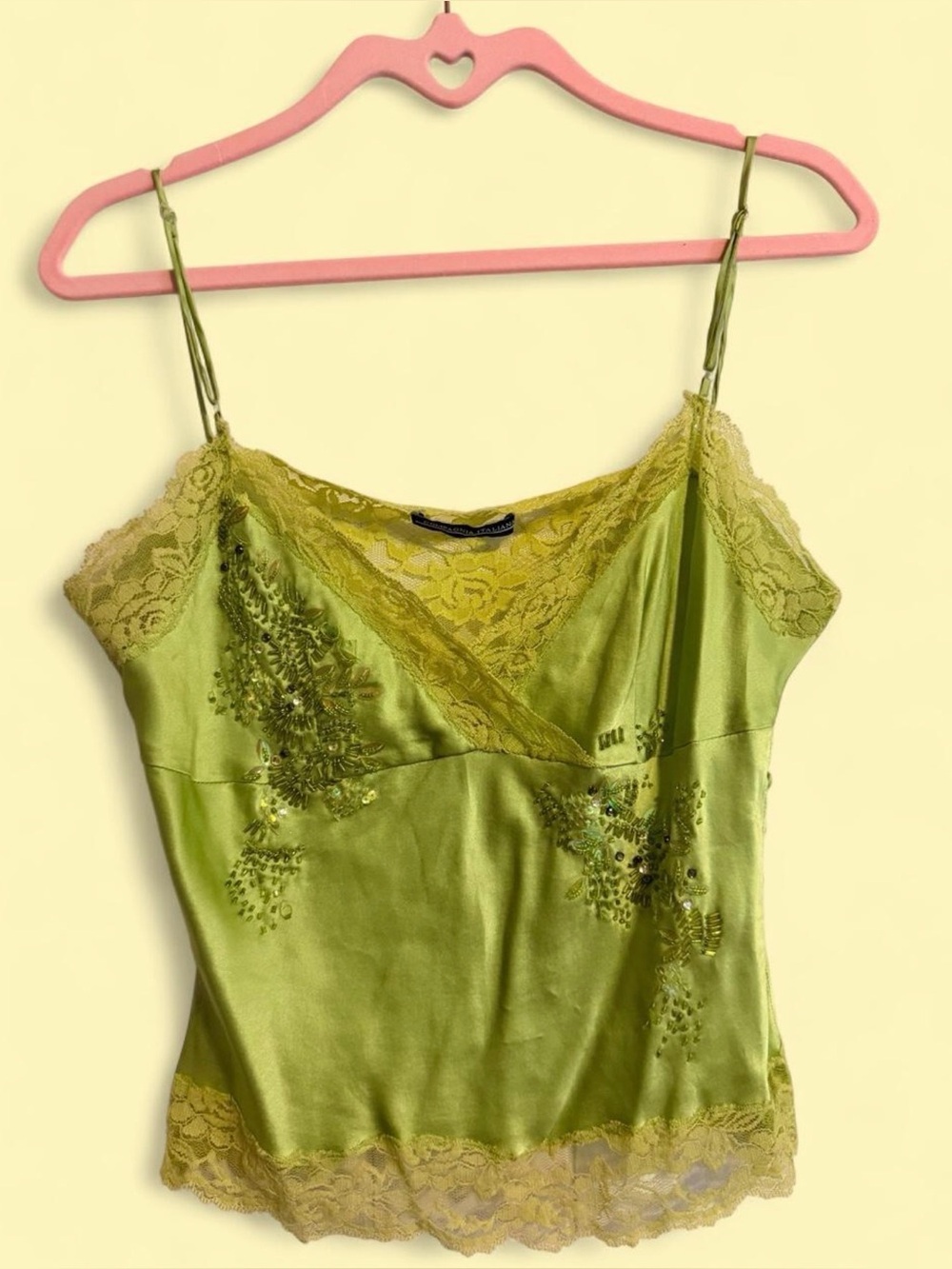 Silk cropped beaded cami